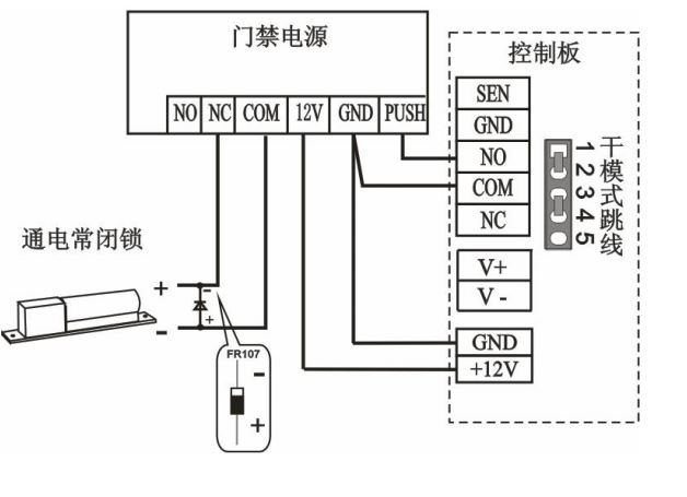 干模式：開關(guān)量輸出控常閉鎖